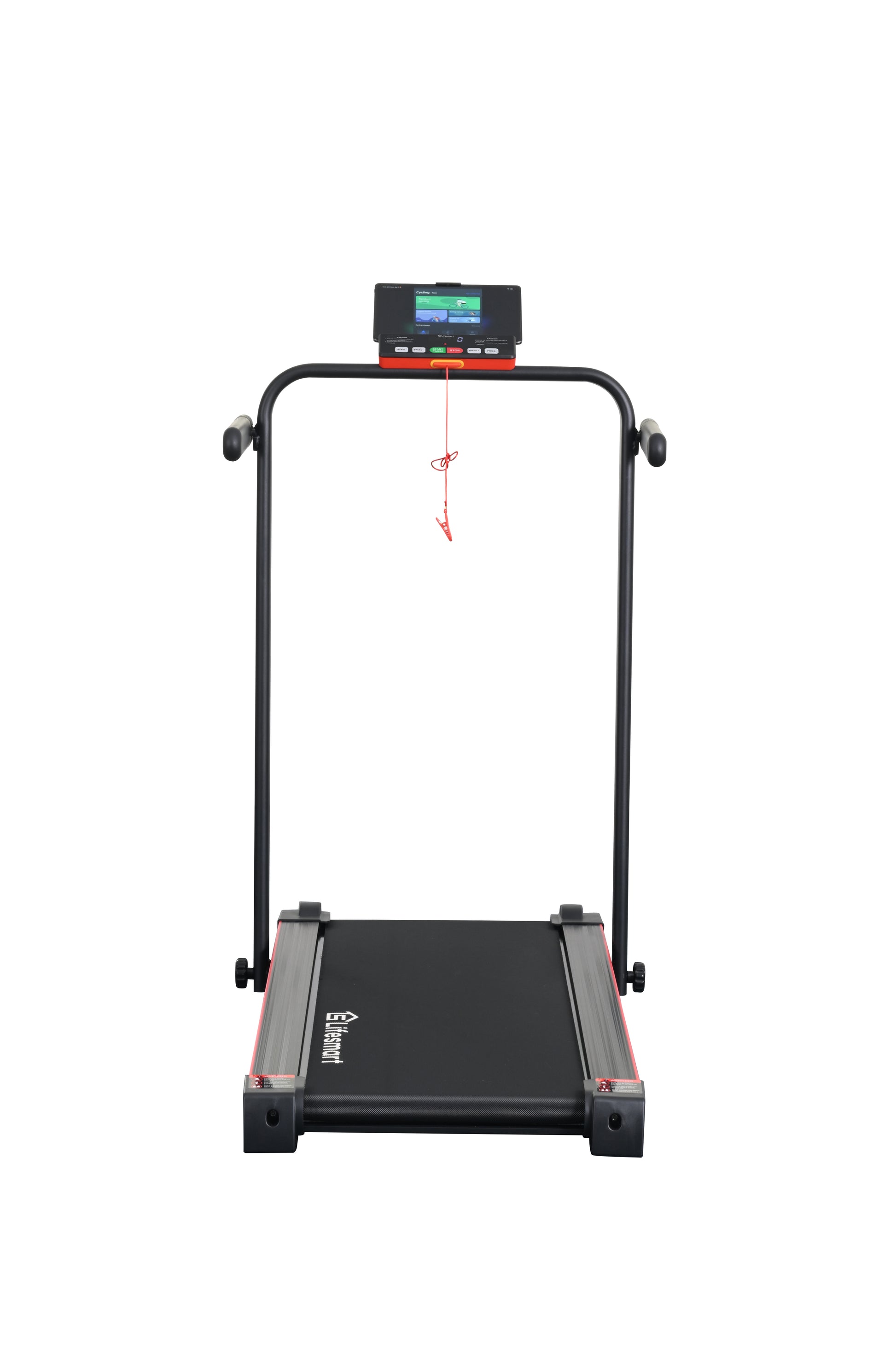 Lifesmart TM2305 2-in-1 Treadmill black with tablet holder on white background